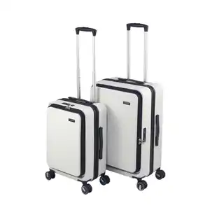 Novel Reisekofferset, Weiß, Metall, Kunststoff, Textil, 2-teilig, höhenverstellbarer Teleskopgriff, 360°-Rollensystem, TSA-Schloss, Tragehenkel, Netzfach, Freizeit, Koffer & Taschen, Reisekoffer-S