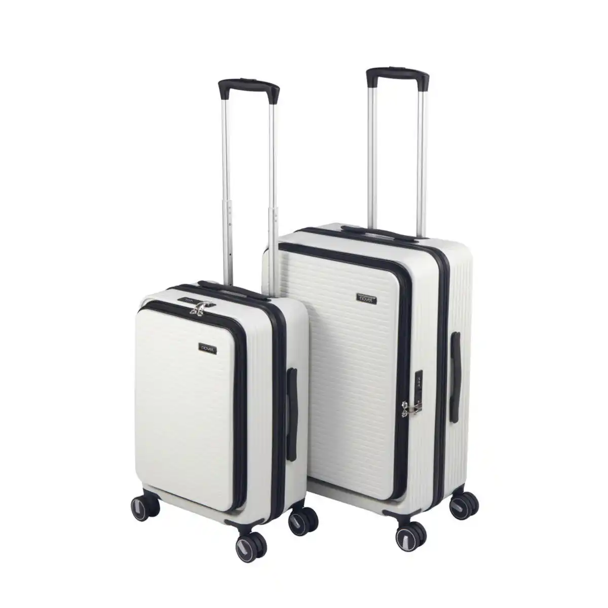 Bild 1 von Novel Reisekofferset, Weiß, Metall, Kunststoff, Textil, 2-teilig, höhenverstellbarer Teleskopgriff, 360°-Rollensystem, TSA-Schloss, Tragehenkel, Netzfach, Freizeit, Koffer & Taschen, Reisekoffer-S