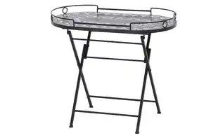 Gartenbeistelltisch Mosaik ca. 67,5x41x60 cm klappbar, Schwarz