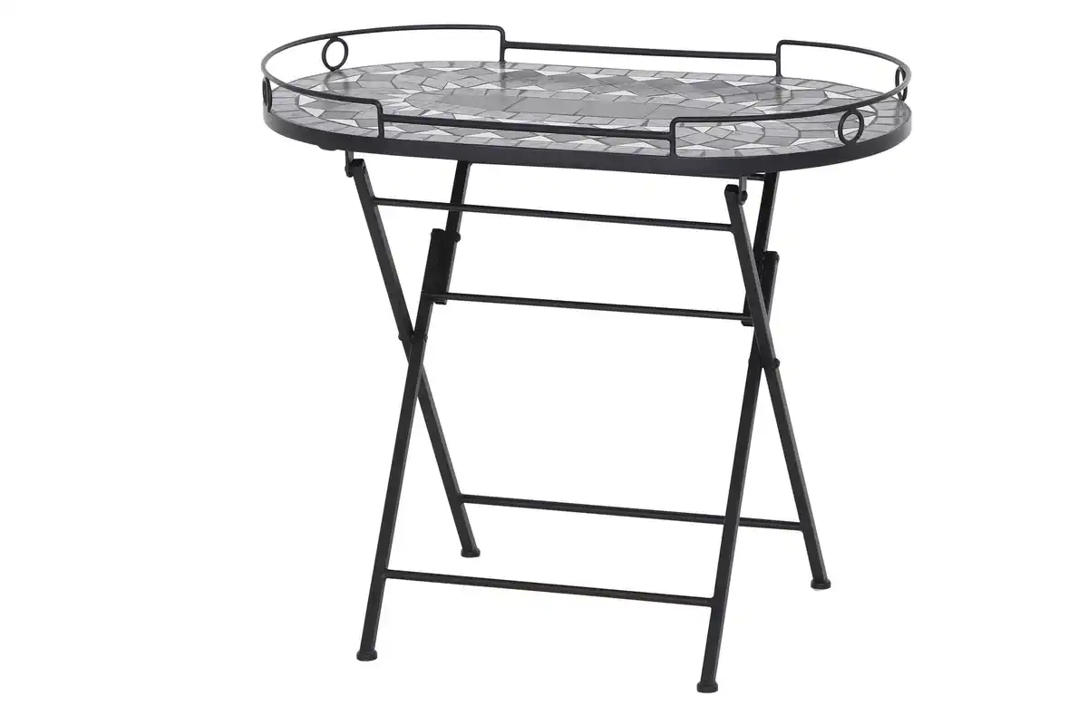 Bild 1 von Gartenbeistelltisch Mosaik ca. 67,5x41x60 cm klappbar, Schwarz