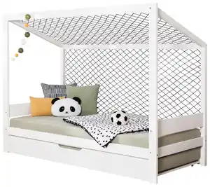 Ausziehbett Fußball Holz ca. 90x200 cm Weiß, Weiß