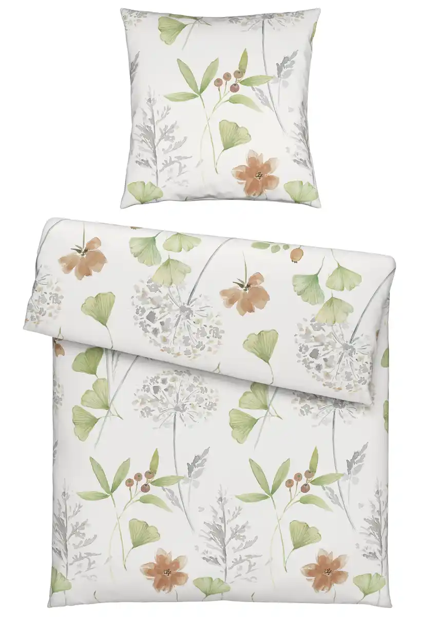 Bild 1 von Bettwäsche Bilbao Grün/Weiß ca. 135x200cm, Grün, Weiß