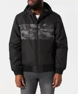 Jacke mit Camouflage-Einsatz, schwarz bedruckt