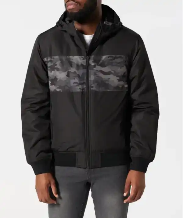 Bild 1 von Jacke mit Camouflage-Einsatz, schwarz bedruckt