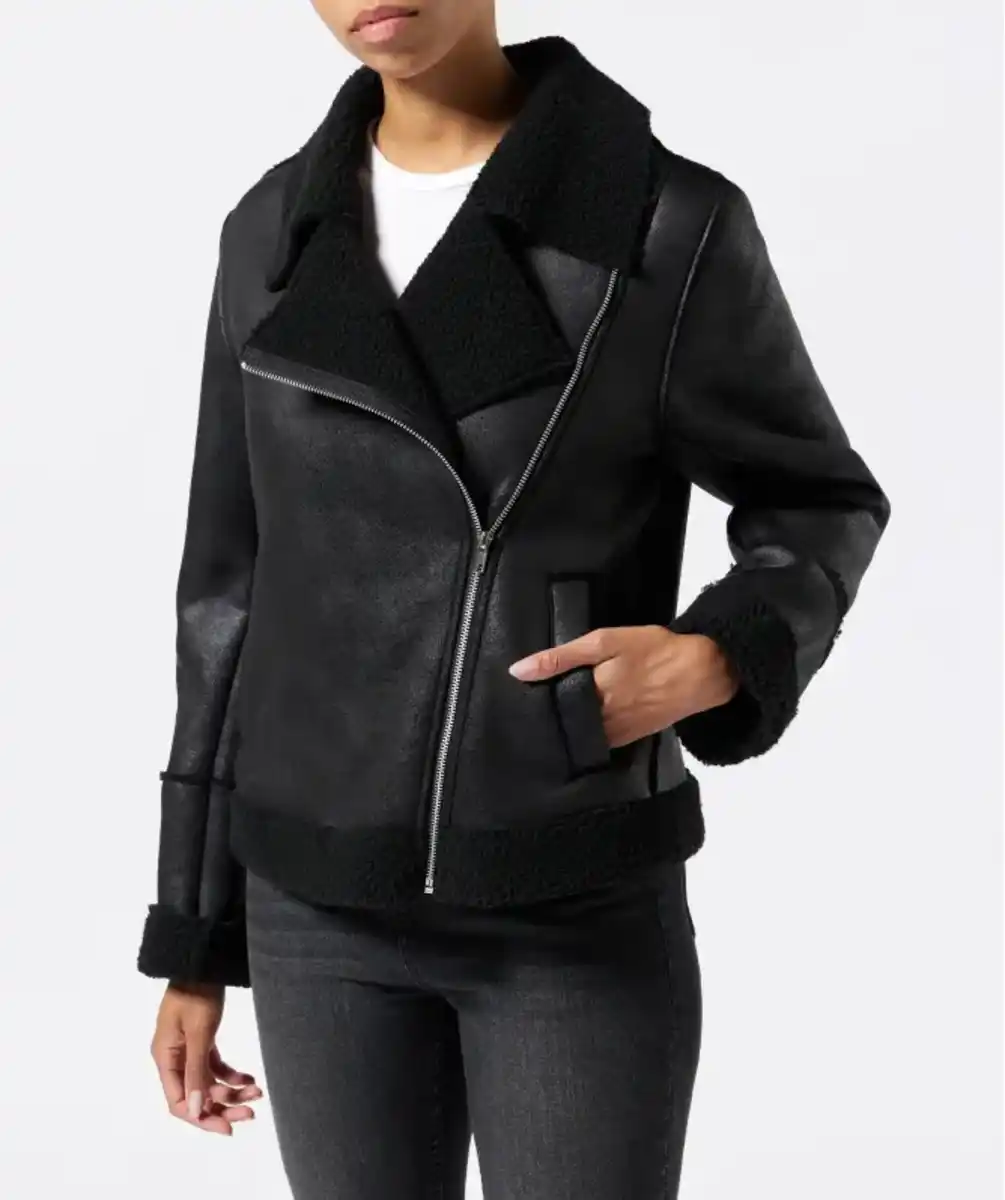 Bild 1 von Pilotenjacke aus Kunstleder, schwarz