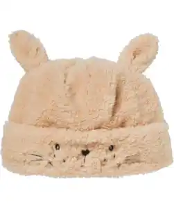 Fleecemütze mit Ohren, naturfarben