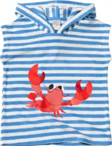 PUSBLU Badeshirt aus Frottee mit Flusskrebs-Motiv, blau & rot, Gr. 98/104, 1 St