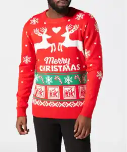 KiK Weihnachtspullover, rot gemustert