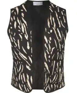 Kurze Steppweste, schwarz/beige