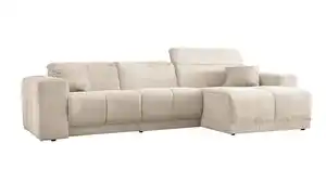 Ecksofa Cord beige 302 x 167 cm mit Relaxfunktion - OT rechts - TONI