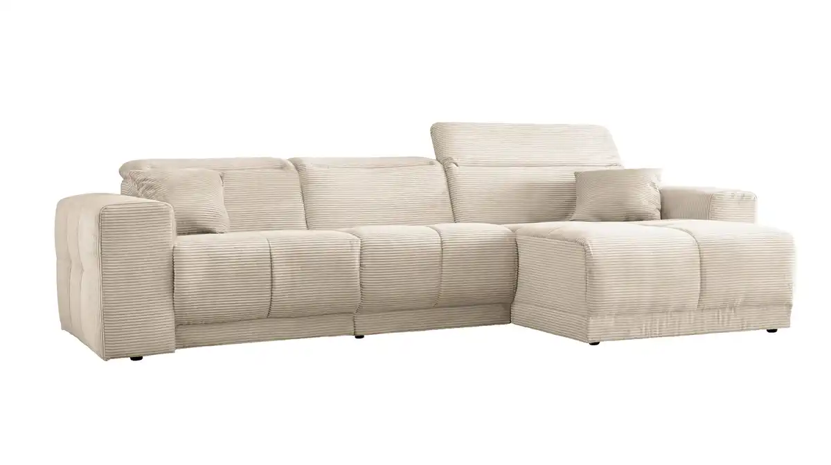Bild 1 von Ecksofa Cord beige 302 x 167 cm mit Relaxfunktion - OT rechts - TONI