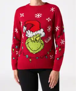 Grinch Strickpullover Weihnachten, rot