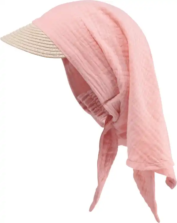 Bild 1 von PUSBLU Mütze mit Schild & Musselintuch, rosa, Gr. 54/55, 1 St