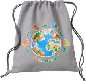 PUSBLU Turnbeutel aus recyeltem Material & mit Weltkugel-Motiv, grau, 1 St