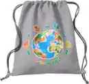 Bild 1 von PUSBLU Turnbeutel aus recyeltem Material & mit Weltkugel-Motiv, grau, 1 St