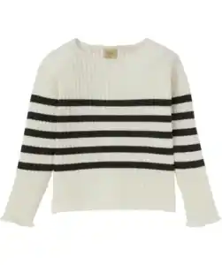 Geripptes Langarmshirt, offwhite