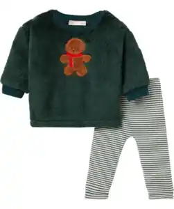 Fleecepullover + Leggings Weihnachten, dunkelgrün