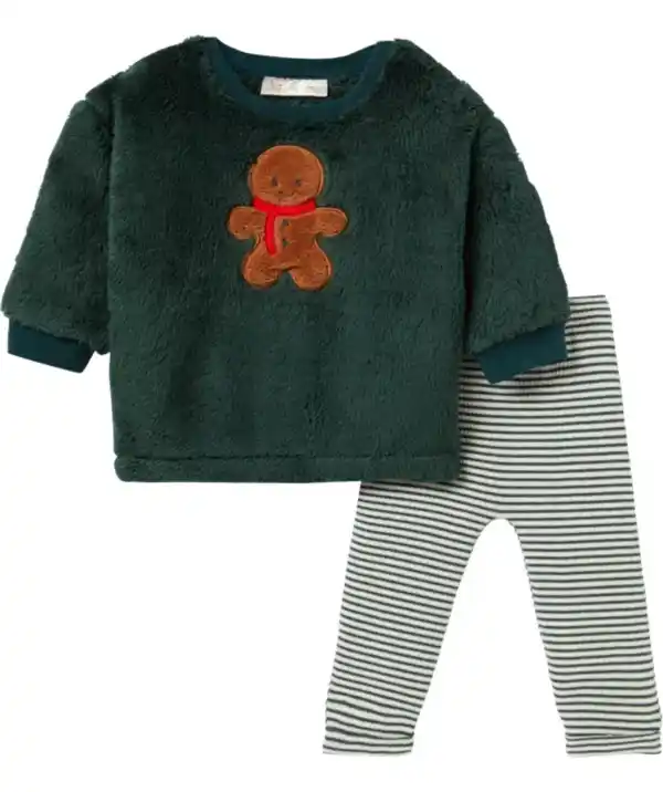 Bild 1 von Fleecepullover + Leggings Weihnachten, dunkelgrün