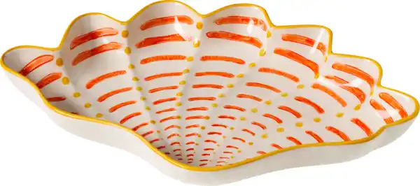 Bild 1 von dm home Servierplatte aus Keramik "Muschel", orange/gelb (30,5x20,5x4 cm), 1 St