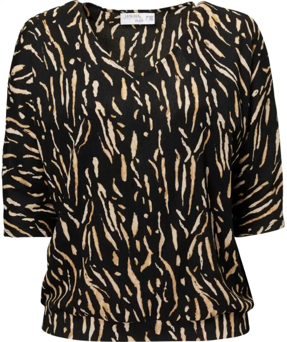 Bild 1 von Shirt in Crinkle-Optik, schwarz/beige