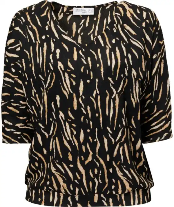 Bild 1 von Shirt in Crinkle-Optik, schwarz/beige