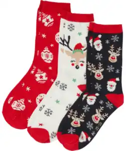 Socken Weihnachten, weiß/rot