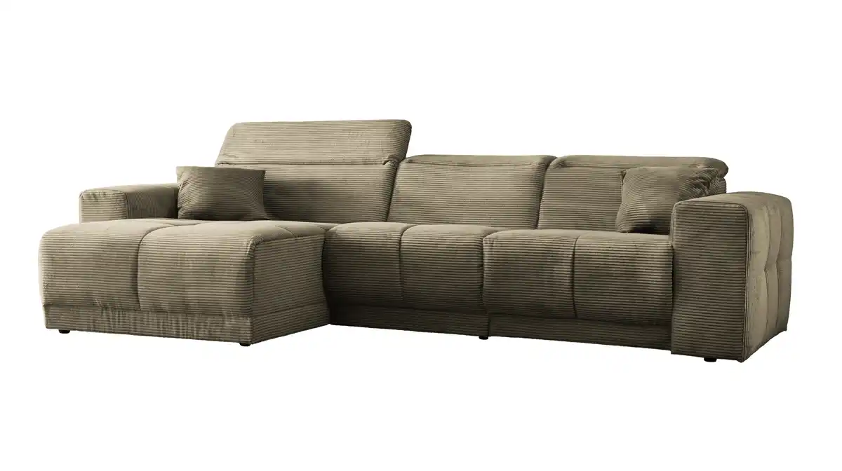 Bild 1 von Ecksofa Cord grün 302 x 167 cm mit Relaxfunktion - OT links - TONI