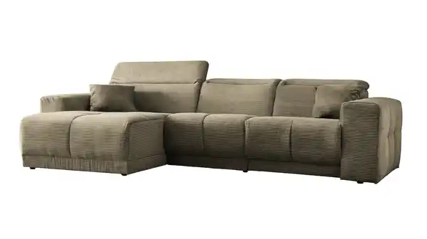 Bild 1 von Ecksofa Cord grün 302 x 167 cm mit Relaxfunktion - OT links - TONI