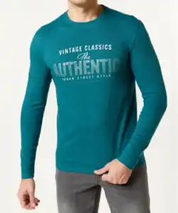 Langarmshirt mit Schriftzug, tanne