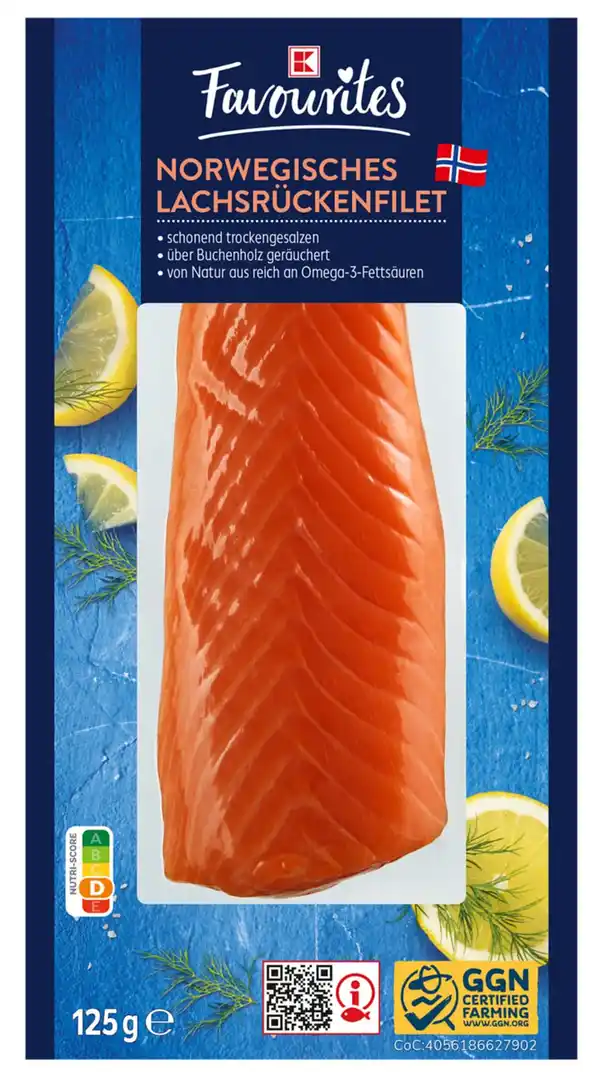 Bild 1 von K-FAVOURITES Norweg. Lachsrückenfilet, 125-g-Packg.