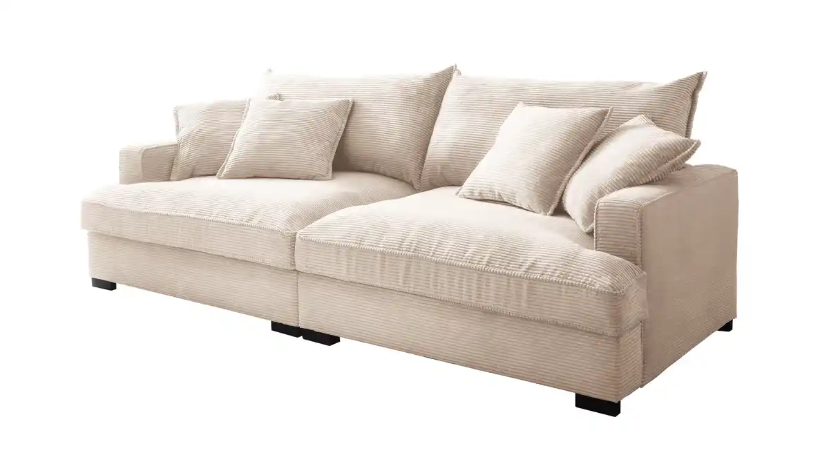 Bild 1 von Big Sofa Cord creme - 242 cm - Nosagunterfederung - TRIBECCA