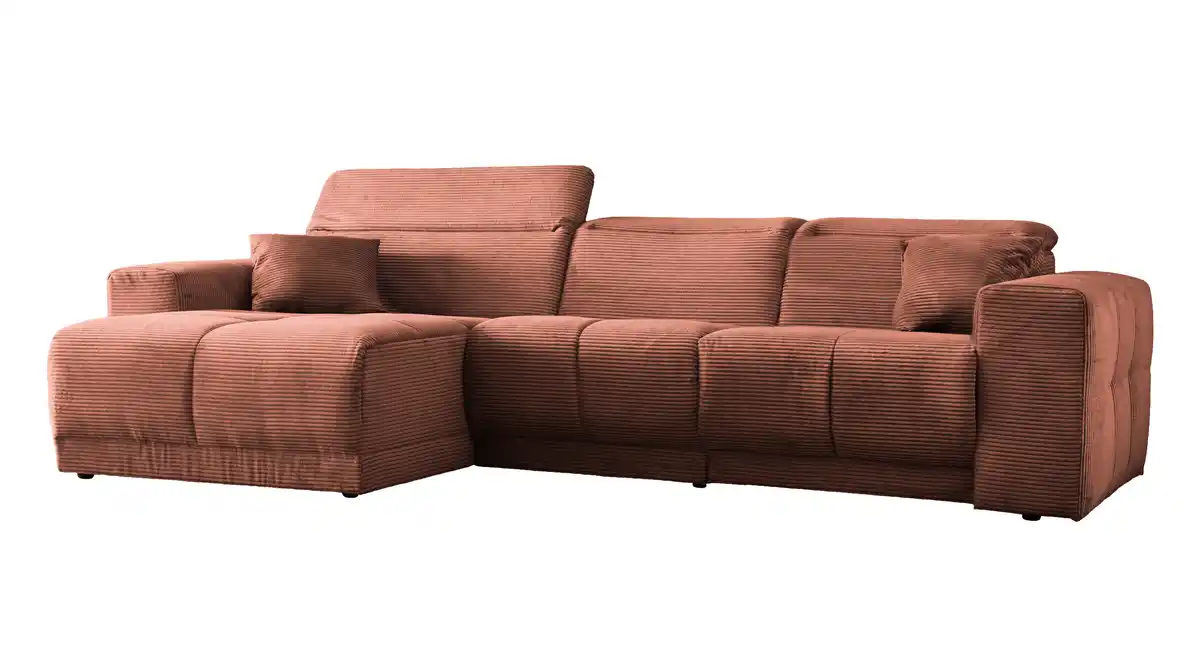 Bild 1 von Ecksofa Cord rost 302 x 167 cm mit Relaxfunktion - OT links - TONI