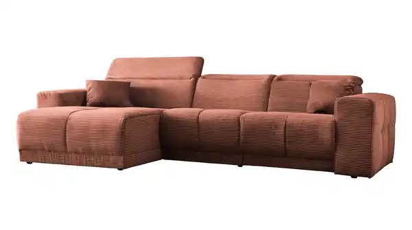 Bild 1 von Ecksofa Cord rost 302 x 167 cm mit Relaxfunktion - OT links - TONI