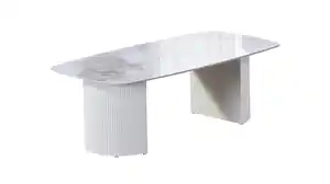 Couchtisch weiß hochglanz Marmoroptik 120 x 70 cm - VITALO