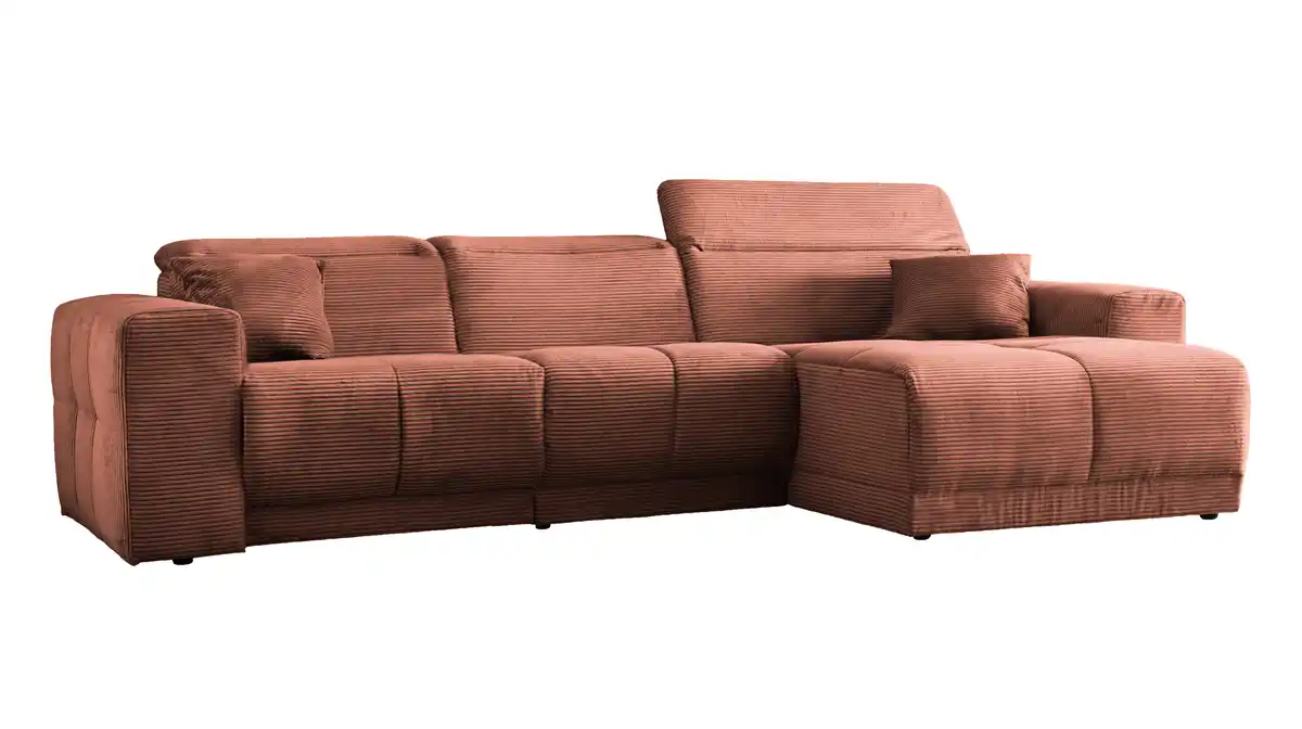 Bild 1 von Ecksofa Cord rost 302 x 167 cm mit Relaxfunktion - OT rechts - TONI