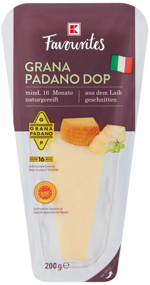 Bild 1 von K-FAVOURITES Grana Padano DOP, am Stück, 200-g-Packg.