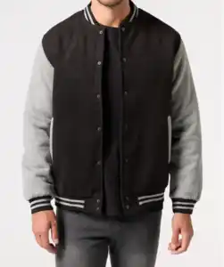 Collegejacke mit Kontrastärmeln, schwarz