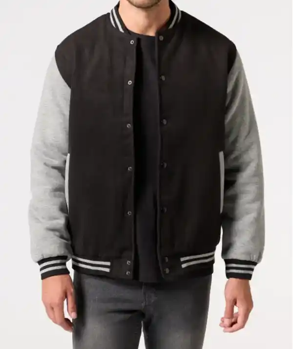 Bild 1 von Collegejacke mit Kontrastärmeln, schwarz