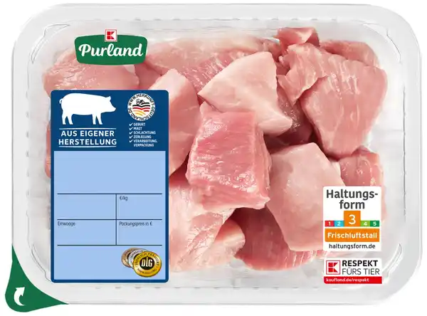 Bild 1 von K-PURLAND Schweinegulasch, 500-g-Packg.