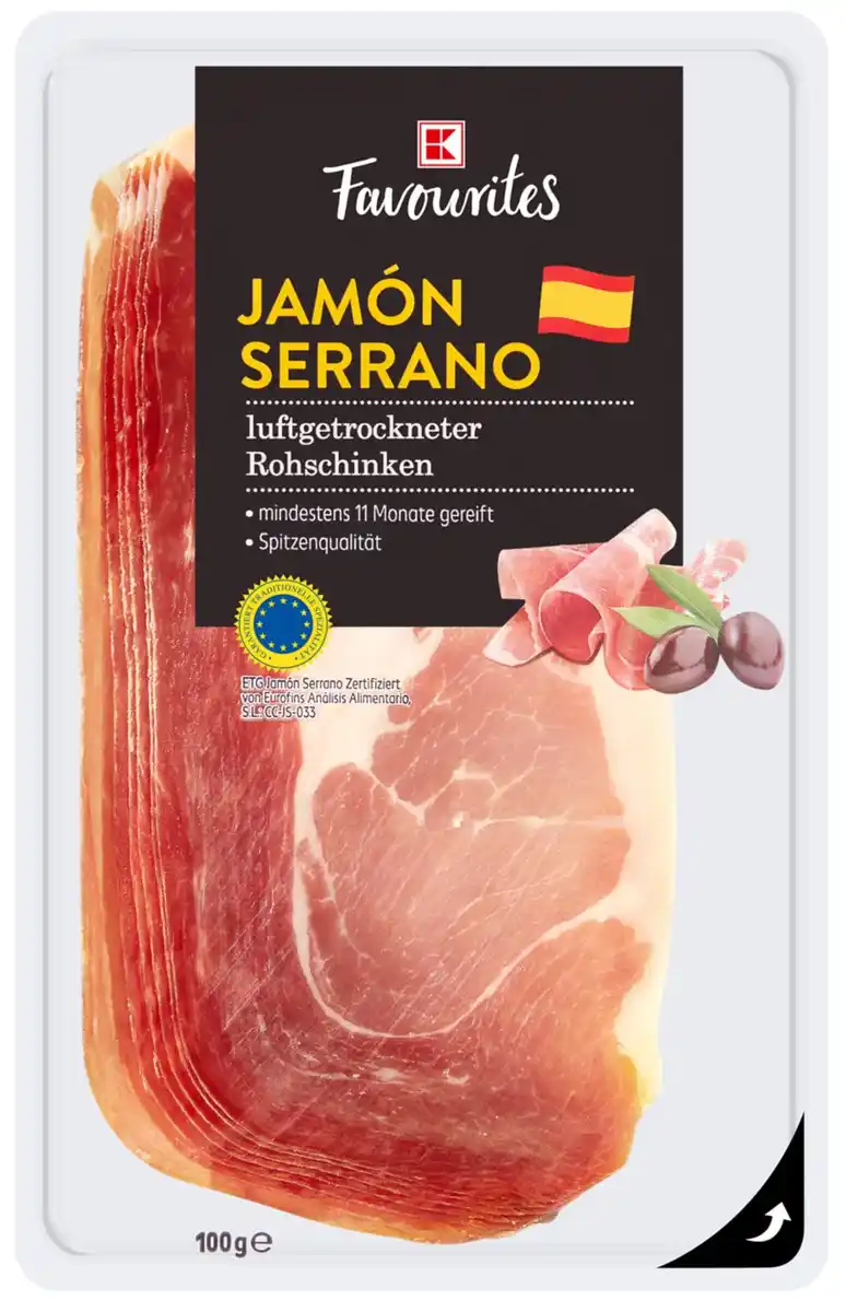 Bild 1 von K-FAVOURITES Jamón Serrano, 100-g-Packg.