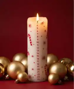 Kalenderkerze Weihnachten, rot
