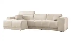 Ecksofa Cord beige 302 x 167 cm mit Relaxfunktion - OT links - TONI