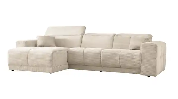 Bild 1 von Ecksofa Cord beige 302 x 167 cm mit Relaxfunktion - OT links - TONI