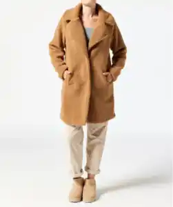 Teddyfleece-Mantel, hellbraun