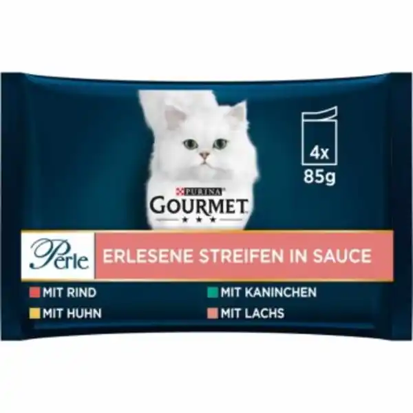 Bild 1 von GOURMET Perle 4x85g Rind, Huhn, Kaninchen und Lachs
