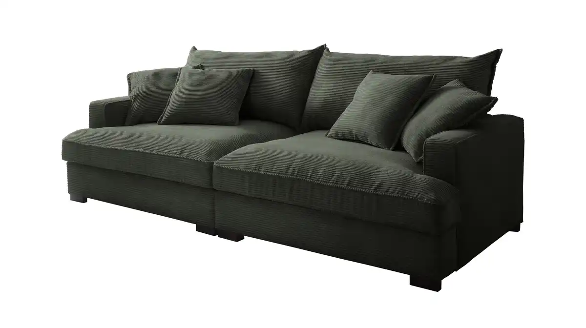 Bild 1 von Big Sofa Cord grün - 242 cm - Nosagunterfederung - TRIBECCA