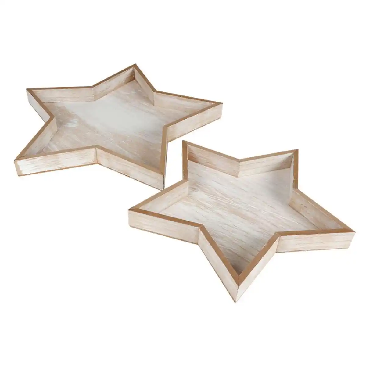 Bild 1 von Dekotablett-Set Stern 2-teilig aus Holz Natur im Used-Look