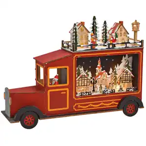 Weihnachtsdeko LKW mit LED Beleuchtung aus Holz