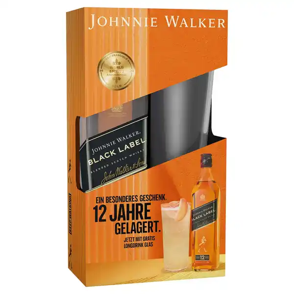 Bild 1 von JOHNNIE WALKER Black Label Blended Scotch Whisky 40% 700 ml inkl. Longdrinkglas