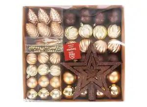Weihnachts-Baumschmuck aus Kunststoff 50-teilig Braun/Gold